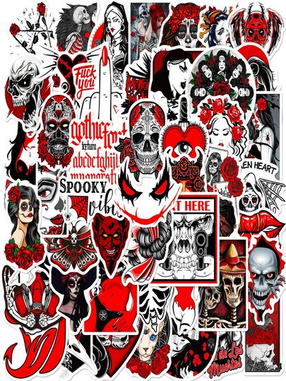Pakket van 50 gotische satanische stickers, waterdichte vinylstickers voor laptop, skateboard, bagage, telefoon, donkere duivelverering hel stickers - Geweldig voor cadeaus en verzamelaars!