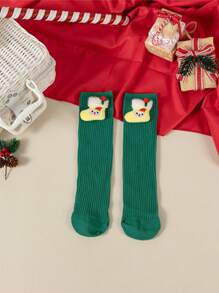 Christmas Kids' Cartoon Character Socks, Red Mid-Calf Stockings For Girls, Suitable For Autumn/Winter