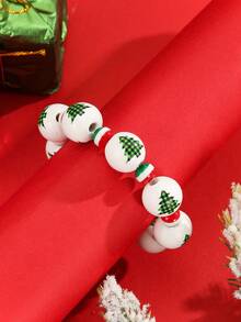 1 món quà Giáng sinh, vòng tay co giãn bằng hạt thủ công họa tiết cây thông Noel dành cho phụ nữ, trang sức thời trang, đồ trang trí tiệc ngày lễ, màu hạt ngẫu nhiên đỏ, trắng và xanh lá cây - Nhiều màu - Xem 9