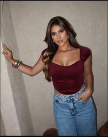 CROPPED WOMEN'S BLOUSE CORSET NEOPRENE FASHION - Màu Đỏ Sâu - Xem 3