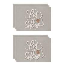 1 件/4 件/6 件冬季圣诞装饰餐垫，雪人驯鹿雪花铃铛绿叶浆果字母亚麻餐垫，防污垫，适用于家庭餐厅和餐馆，桌面装饰，家居用品 - 彩色 - 查看 10