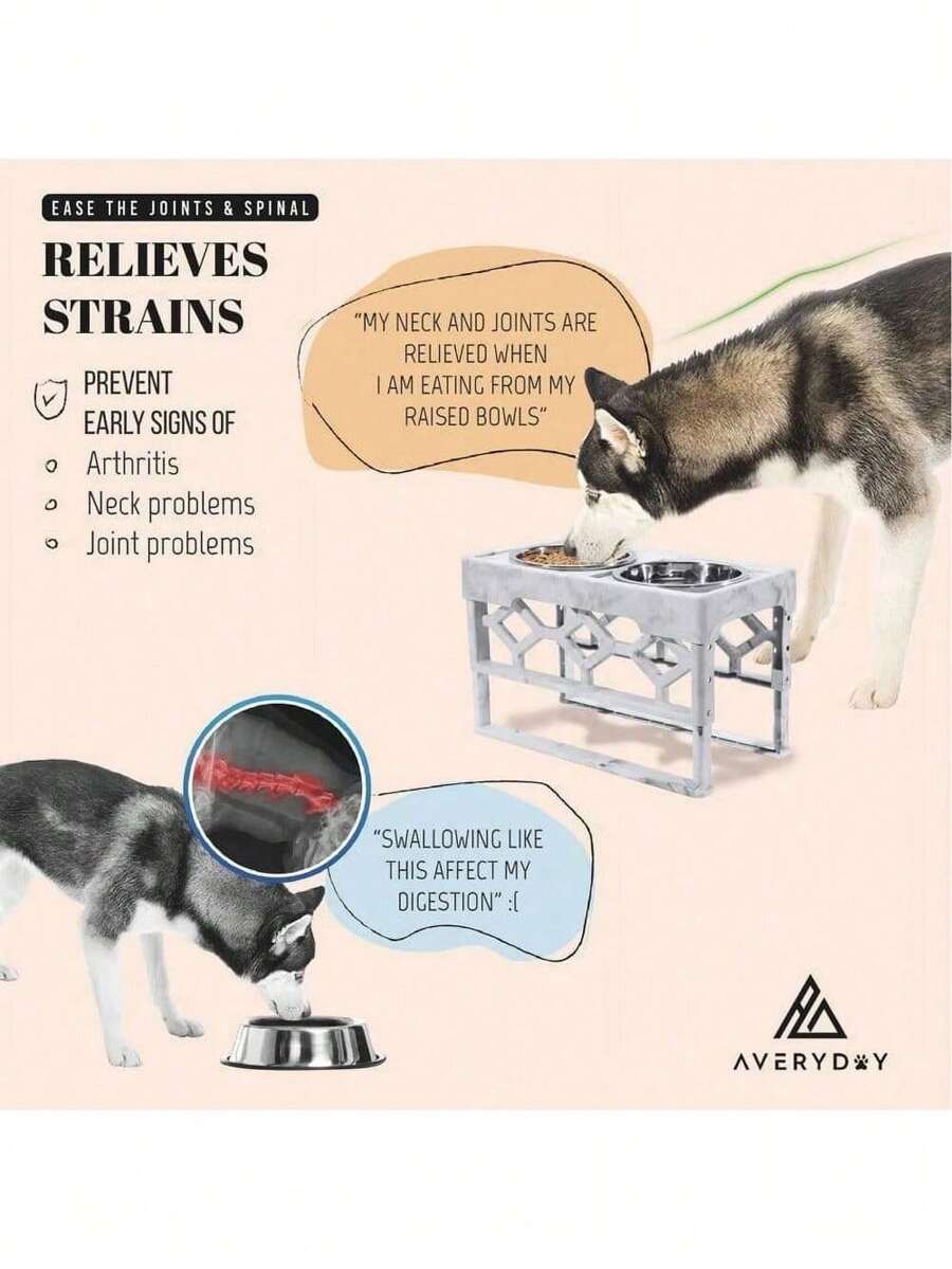 Dog Food Stand For Large Medium Dogs, 4 Heights Adjustable Elevated Dog