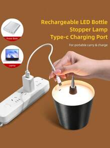 1pc Rechargeable Bottle Stopper Lamp, 3-Color Temperature & Dimmable, Touch Control, Suitable For Home, Restaurant, Bar, Tabletop Decor - Friend - View 5