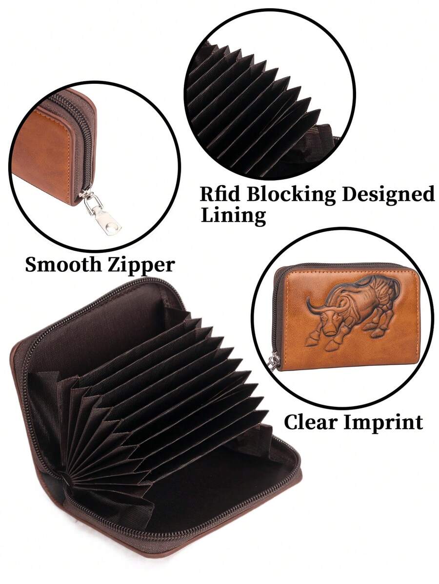 KAIDUCH Ví đựng thẻ mini nhiều ngăn đựng thẻ cho nam Quà tặng Giáng sinh phương Tây Quà tặng Lễ Tạ ơn Cổ điển