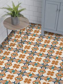 9 buc. Autocolante din vinil cu imprimare florală vintage, detașabile, rezistente la apă, autoadezive, rezistente la umiditate, potrivite pentru bucătărie, baie, dormitor, birou, școală - portocaliu/gri/negru, 7,87 inchi * 7,87 Inchi/11,81 * 11,81 inci