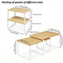 2pcs Cabinet Organizer Rack, Stackable Storage Shelf For Kitchen, Spice Rack, Multifunctional Wooden Desktop Organizer, Expandable Counter Top Rack, Bathroom Cabinet Top Organizer