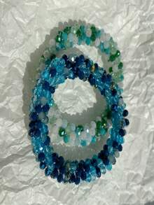 1 件女士奢华绿松石蓝水晶装饰发带手链配饰 - 彩色 - 查看 5