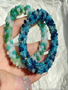 1 件女士奢华绿松石蓝水晶装饰发带手链配饰 - 彩色 - 查看 2