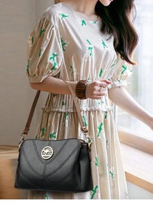 KAIDIFEINIROO 女士斜挎包 奢华软皮手提包和钱包 女士包包 设计师名牌 女士单肩托特包 - 黑色 - 查看 5