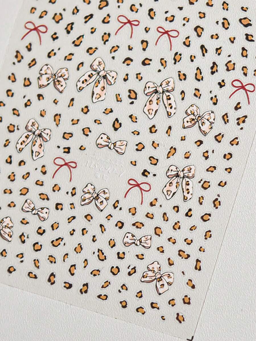 1 miếng dán móng tay 5D, hình nơ trắng, bướm, tự dính. - Nhiều màu - Xem 1