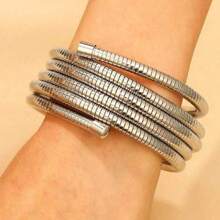Vòng tay kim loại dày, Vòng tay thép lò xo Memory Steel, Có thể điều chỉnh để đeo hàng ngày - vòng tay mùa xuân - Xem 9