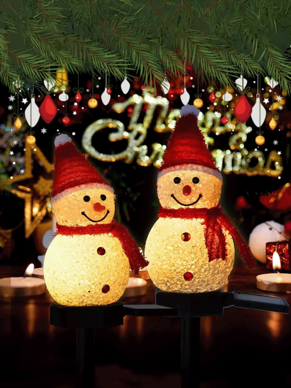 Luz de boneco de neve vermelha movida a energia solar, decoração externa, estilo retrô, estaca de madeira para jardim de Natal, luz de caminho de quintal, presente para festa em varanda interna, montagem no solo, decoração de Natal, luz de Natal externa, decoração de quarto, decoração de casa, decoração de festa, festival de feriado, presente de Natal, decoração de árvore de Natal de Ação de Graças, enfeites