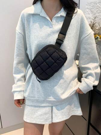 Quilted Puffy Waist Bag, Fashion, Super Comfy, Adjustable Crossbody Bag, Suitable For Women, Perfect For Running, Shopping, Hiking And Workout Organizer Storage Storage Bag Organization