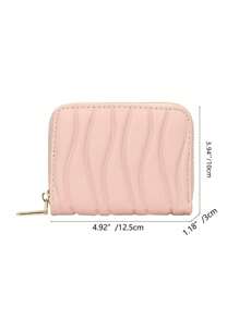 1pc Short Wave Patterned Pu Leather Wallet Portable Fashionable Short Wallet Perfect For Daily Use Date And Gifts Lightweight Portable Card ID Card White-Collar Workers For Female For Holiday For Anniversary For Birthday Gift Accessories Gift Hot Pink Casual Card Holder Card Holder Wallet Business Card Holder Credit Card Holder Card Holder Women For Women Wallet Mini Wallet Purse Wallet Card Wallet