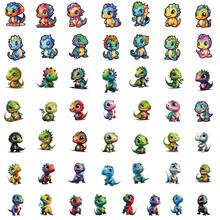 50张Q版宝宝恐龙系列旅行箱涂鸦贴纸手机壳笔记本电脑头盔滑板防水装饰贴DIY创意贴纸 - 彩色 - 查看 4