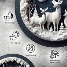 节日圣诞鹿壁画：2D 设计，8x8 英寸，铁质材料，适用于酒吧、咖啡厅、俱乐部、厨房装饰 - 彩色 - 查看 8