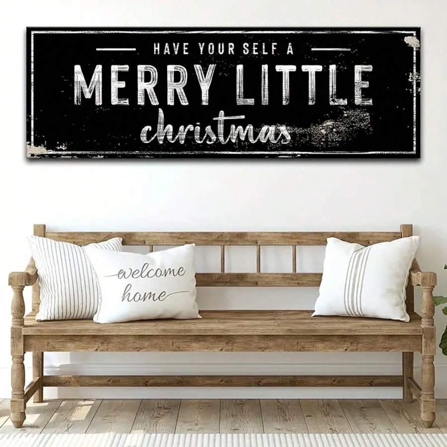 1 buc. Decor de perete mare de Crăciun fericit - Semn de sărbători fără ramă, perfect pentru decorarea sărbătorilor acasă și la birou, decorare interioară, decorare de Crăciun, decorare cameră - Multicolor - Vizualizare 1