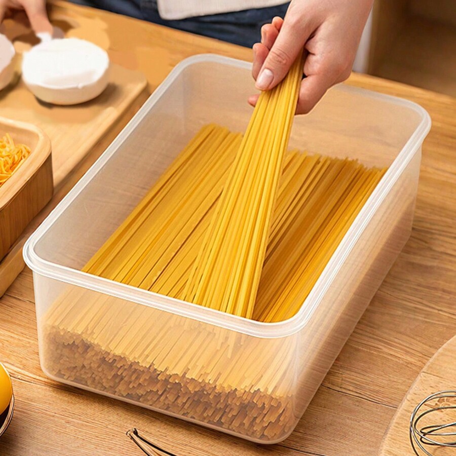 1pc Transparent Plastic Noodle Storage Box With Lid&Handle, Insect And