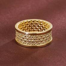 1枚时尚个性化四叶镂空设计戒指，女士休闲礼物 - 彩色 - 查看 3