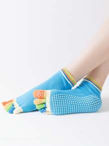 1pair Five-Toe Yoga Socks Anti-Slip Professional Women Crew Socks For Dance Pilates Indoor Workout - Multicolor - View 10