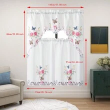 3 PCs, Polyester Embroidered Colorful Butterfly Pattern Fabric Curtain, Hand Hollowing Process, Very Suitable For Home Decoration, Bathroom, Living Room, Bedroom, Kitchen, Wedding, Party Decoration And DIY Projects. - Brown - View 11