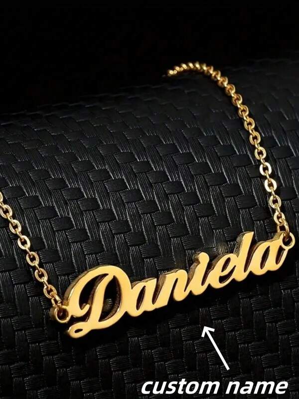 1pc Gold Silver Rose Gold Custom Personalized Name Pendant Necklace, Simple Style 18K Gold-Plated Nameplate Necklace, Customized Personalized Necklace Jewelry Christmas Gift Valentine Gift Birthday Gift