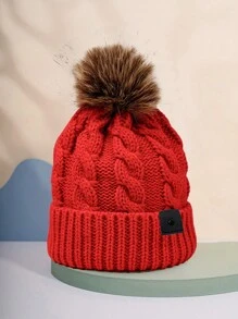 1pc Unisex Ski Hat, Y2K Style Logo Label Knit Cap, Outdoor Windproof Casual Beanie, Warm Winter Hat Suitable For Commuting