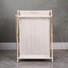 1 件木制可折叠洗衣篮，浴室脏衣篮，日式家居脏衣服收纳篮，北欧布艺收纳箱