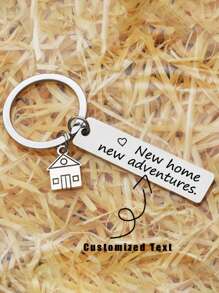 1pc Customized Stainless Steel Key Chain, New House Housewarming Gift, Dawg, Engraved, Stainless, Colorful, Cute, Adorable, Funny, Kawaii, Y2K, Stylish, Unisex, Casual, Custom, Personalized, Unique, Customized, Ideal Gifts For Him, Ideal Gifts For Her, Her, Boyfriend, Girlfriend, Family, Friends, Children, For Anniversaries, For Birthdays, For Graduation, For Housewarming, For Weddings, Bag Charms