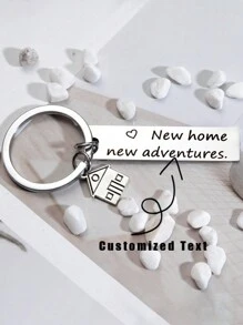 1pc Customized Stainless Steel Key Chain, New House Housewarming Gift, Dawg, Engraved, Stainless, Colorful, Cute, Adorable, Funny, Kawaii, Y2K, Stylish, Unisex, Casual, Custom, Personalized, Unique, Customized, Ideal Gifts For Him, Ideal Gifts For Her, Her, Boyfriend, Girlfriend, Family, Friends, Children, For Anniversaries, For Birthdays, For Graduation, For Housewarming, For Weddings, Bag Charms