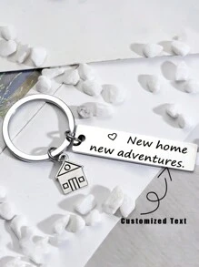 1pc Customized Stainless Steel Key Chain, New House Housewarming Gift, Dawg, Engraved, Stainless, Colorful, Cute, Adorable, Funny, Kawaii, Y2K, Stylish, Unisex, Casual, Custom, Personalized, Unique, Customized, Ideal Gifts For Him, Ideal Gifts For Her, Her, Boyfriend, Girlfriend, Family, Friends, Children, For Anniversaries, For Birthdays, For Graduation, For Housewarming, For Weddings, Bag Charms