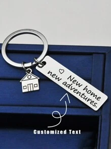 1pc Customized Stainless Steel Key Chain, New House Housewarming Gift, Dawg, Engraved, Stainless, Colorful, Cute, Adorable, Funny, Kawaii, Y2K, Stylish, Unisex, Casual, Custom, Personalized, Unique, Customized, Ideal Gifts For Him, Ideal Gifts For Her, Her, Boyfriend, Girlfriend, Family, Friends, Children, For Anniversaries, For Birthdays, For Graduation, For Housewarming, For Weddings, Bag Charms