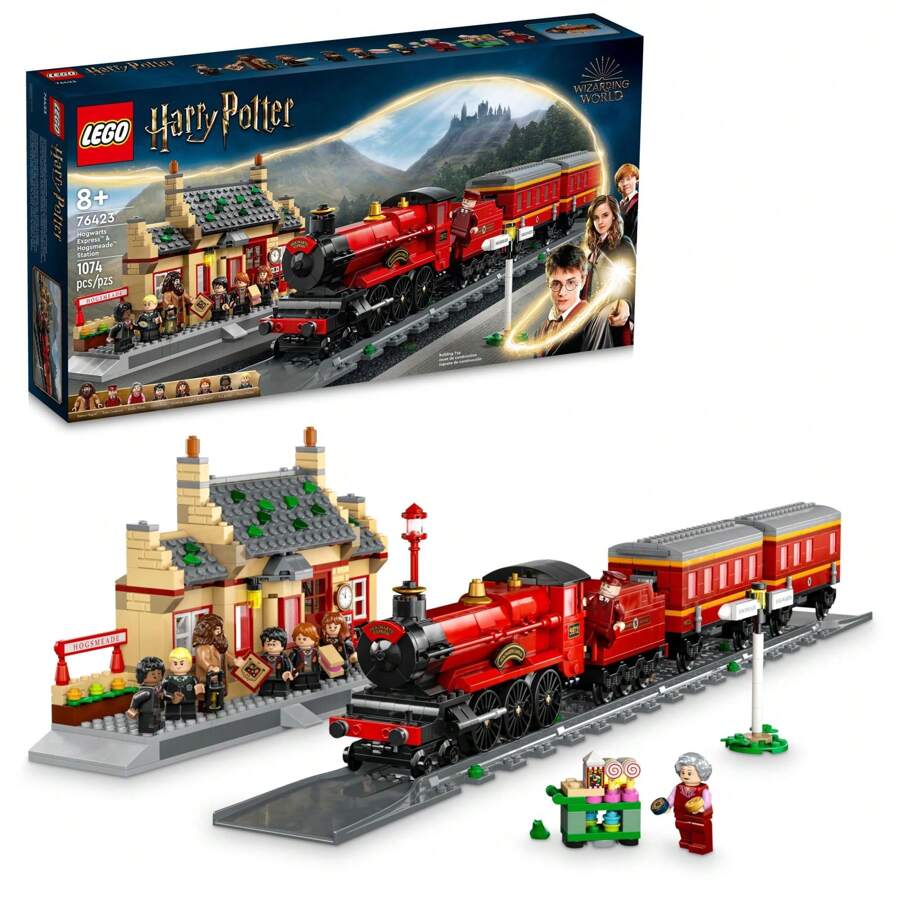 LEGO Bộ đồ chơi xây dựng  Express & Hogsmeade Station 76423; Ý tưởng quà tặng  dành cho người hâm mộ từ 8 tuổi trở lên; Bao gồm một đoàn tàu, đường ray, phòng vé và 8 nhân vật nhỏ  có thể lắp ráp
