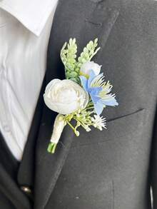 6 件装人造玫瑰花 新郎胸花 男士胸花 毕业生花 婚礼鲜花 派对装饰 - 胸花 - 查看 9