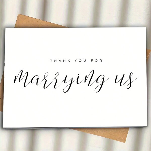 1 Stück personalisierte Hochzeitskarte für Offizianten mit Dankeschön - Dankeskarte in englischer Sprache für Priester, Richter oder Zeremonienmeister - besondere Hochzeitsgelegenheit, Würdigung und Grußkarte