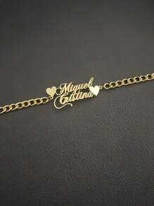 1 pieza Pulsera personalizada con nombre de acero inoxidable en oro, plata o oro rosa. Envía el contenido para obtener tu joyería personalizada. Oro, plata o elige tu color favorito - regalo ideal para ella, novio, novia, papá, mamá, familia, amigos, mascotas, hijo, hija, abuelos en aniversarios, Día de San Valentín, Día de la Madre, cumpleaños, graduación, Día del Padre, bodas, para uso diario, fiestas, bailes de graduación, estilo vintage, unisex, simple, casual, hipster, gótico, punk. - Multicolor - Ver 7