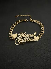 1 pieza Pulsera personalizada con nombre de acero inoxidable en oro, plata o oro rosa. Envía el contenido para obtener tu joyería personalizada. Oro, plata o elige tu color favorito - regalo ideal para ella, novio, novia, papá, mamá, familia, amigos, mascotas, hijo, hija, abuelos en aniversarios, Día de San Valentín, Día de la Madre, cumpleaños, graduación, Día del Padre, bodas, para uso diario, fiestas, bailes de graduación, estilo vintage, unisex, simple, casual, hipster, gótico, punk. - Multicolor - Ver 6