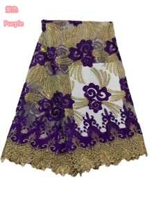 瑞士最新尼日利亚法国瑞士薄纱蕾丝派对用 2025 绿色/金色新设计非洲花边蕾丝面料