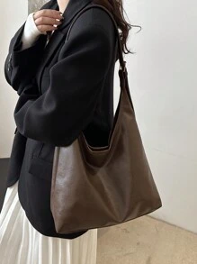 大容量女包套装2024秋冬新款，极简软面腋下包，复古通勤斜挎包2件套 - 咖啡棕 - 查看 6