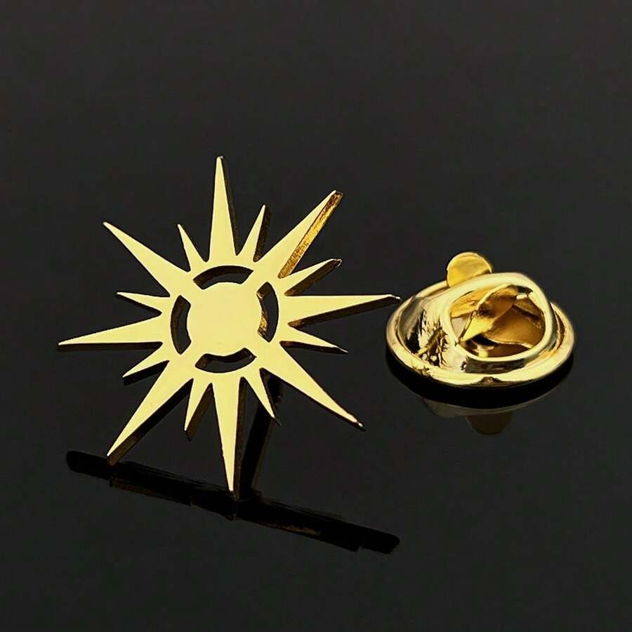 1 chiếc trâm cài áo kim loại hình mặt trời cổ điển, ghim cài áo bằng thép không gỉ cho áo khoác công sở, quà tặng trang sức thời trang - trâm - Xem 1