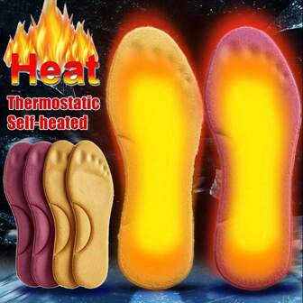 2pcs Self-Heating Shoe Insoles, Thick Anti-Slip Memory Foam Shoe Pads, Maintain Foot Temperature In Winter, Unisex Warm Sports Shoe Inserts