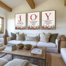 3 stuks, kerstmuurkunst Joy Print, moderne christelijke kerstmuurkunst, moderne religieuze kerstdecoratie, minimalistische muurdecoratie, geen lijst