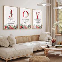 3 stuks, kerstmuurkunst Joy Print, moderne christelijke kerstmuurkunst, moderne religieuze kerstdecoratie, minimalistische muurdecoratie, geen lijst