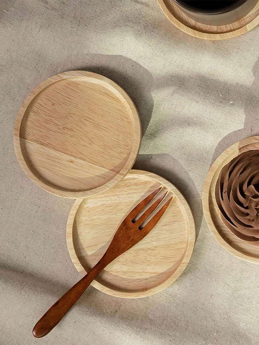 1pc Round Wooden Coaster, Casual Home Decor