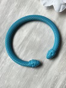 1pc European & American Fashionable Lacquered Twisted Rope Open Bangle Bracelet, Versatile Accessory For All Seasons & Holidays