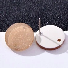 20pcs 14mm Candy-Colored Silver Powder Acrylic Steel Ear Studs Women's Fashion Jewelry DIY Earring Components