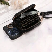 eaacaa 1件荔枝紋理多功能多卡槽斜跨拉鍊手風琴卡夾錢包PU手機殼，適用於Apple 18ProMax/18Pro/18/17e/17ProMax/16ProMax/16Pro/16Plus/15ProMax/15plus/13ProMax/13pro/14ProMax/14Pro/14plus/12ProMax/12Pro/11ProMax/14/13/12/11/7/8/X/XS/XR系列以及S26ultra/S25ultra/S24ultra/S23Ultra/S22ultra/S21ultra/S20FE/A12/A13/A14/A15/A22/A23/A24/A25/A32/A33/A34/A35/A54/A06/A16/A26/A36/A56， A16系列防摔防盜保護殼 - 黑色 - 查看 5