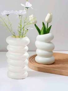1pc Nordic Style White Vase, Plastic Vase With Creative Asymmetrical Shape, Suitable For Home Decor, Weddings, Parties, Holidays, Modern Desktop Decoration, Floral, Dried Flowers, Landscape Plants Rama Decoration Rama Gifts Birthday Graduation