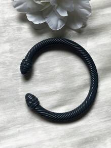 1pc European & American Fashionable Lacquered Twisted Rope Open Bangle Bracelet, Versatile Accessory For All Seasons & Holidays