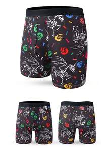 4 chiếc quần lót boxer mềm mại thoáng khí in họa tiết Graffiti cỡ lớn thoải mái cho nam - Nhiều màu - Xem 2